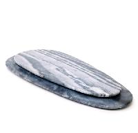 Flat grey marble platter 63cm - Plat ovale marbre gris